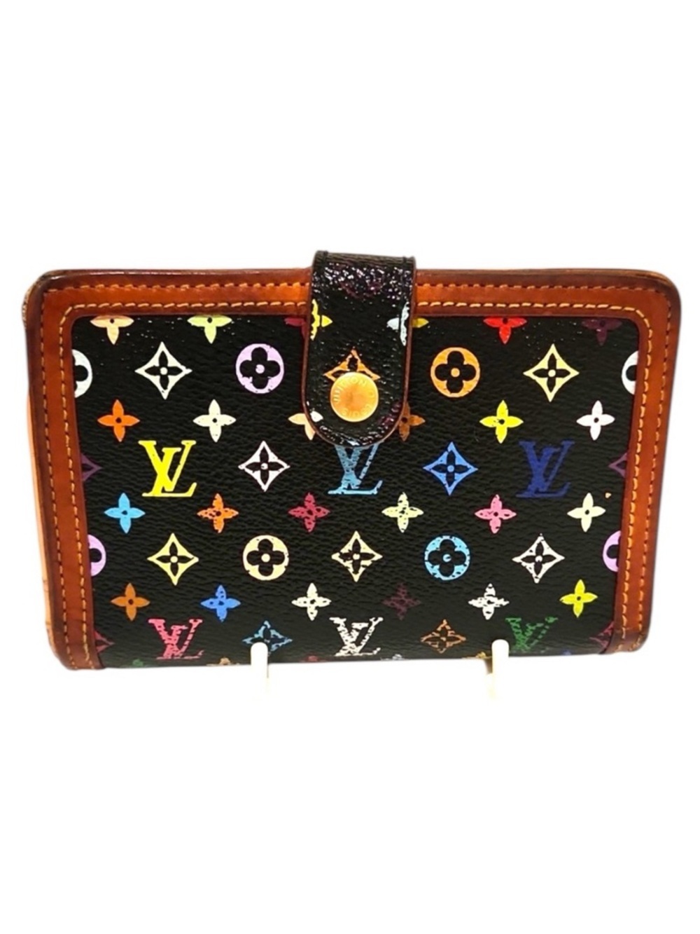 🩷 Murakami Porte-Monnaie Viennois French Kisslock Wallet Black Multicolore LV